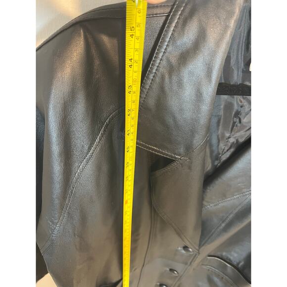 Vintage Tribeca Studio Leather Trench Coat Button Closure 90s Womans Size 1XWP - Picture 7 of 8